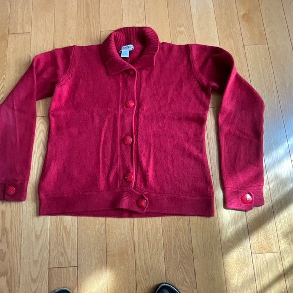 Winter Silks women's cardigan nice design knitted. Size L Red - Picture 5 of 11